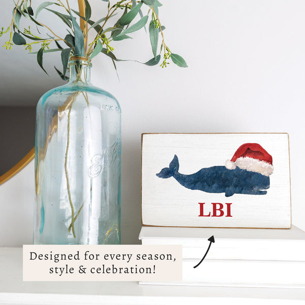 Santa Whale Personalized Block Sign