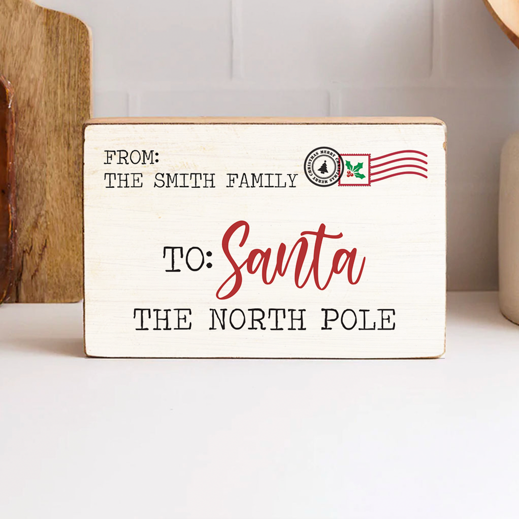 Personalized Letter to Santa Decorative Wooden Block
