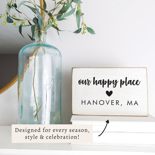 Our Happy Place Personalized Block Sign