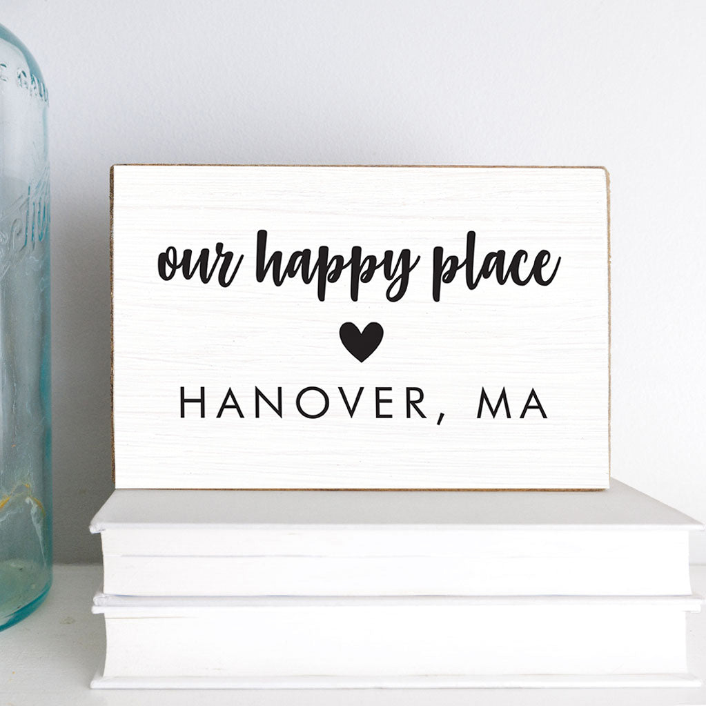 Personalized Our Happy Place Decorative Wooden Block