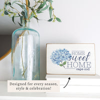 Blooming Hydrangea Home Sweet Home Personalized Block Sign