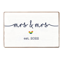 Rainbow Mrs & Mrs Personalized Wood Block