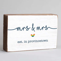 Rainbow Mrs & Mrs Personalized Wood Block