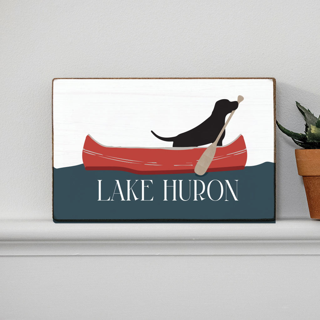 Black Lab Canoe Personalized XL Block Sign