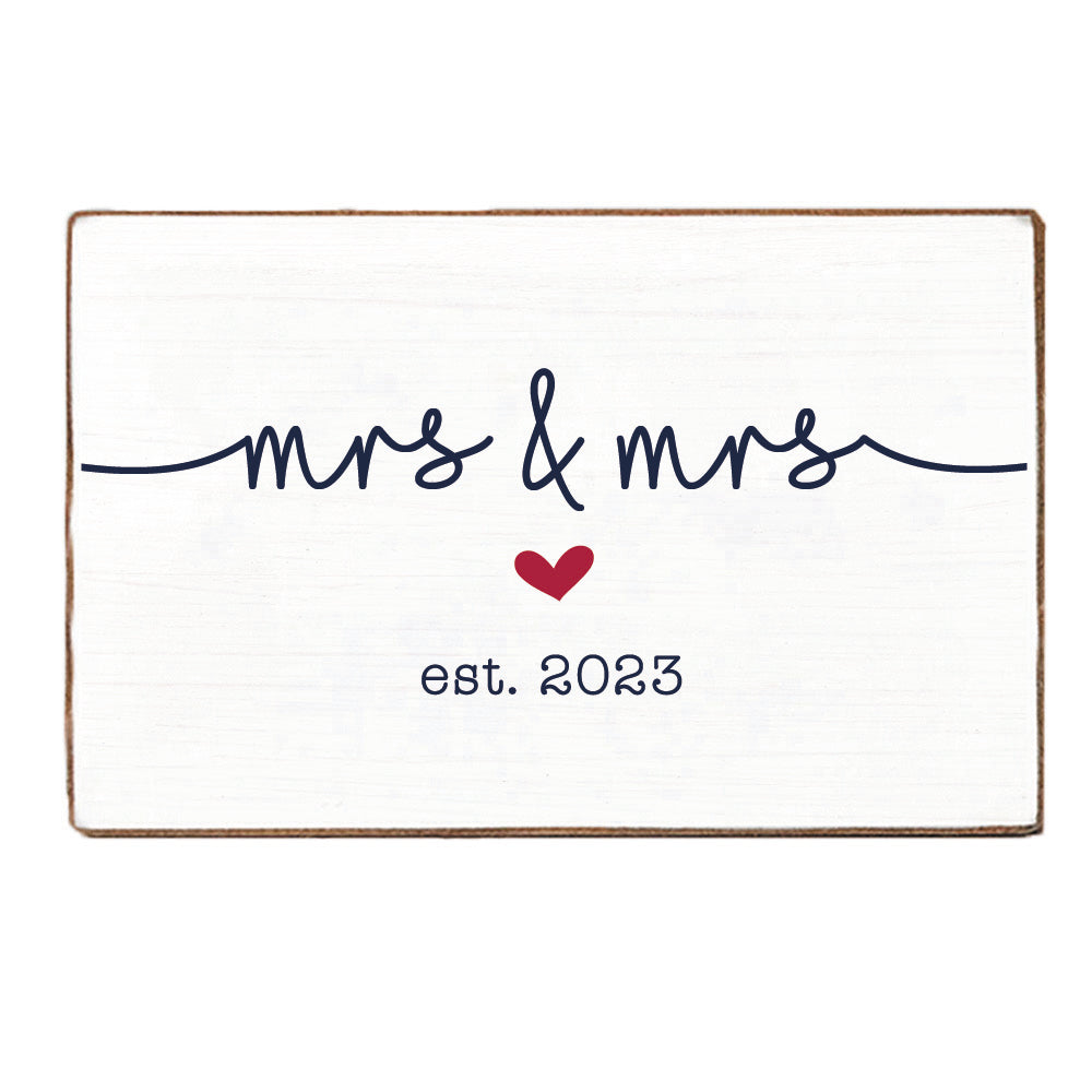 Mrs & Mrs Personalized Wood Block