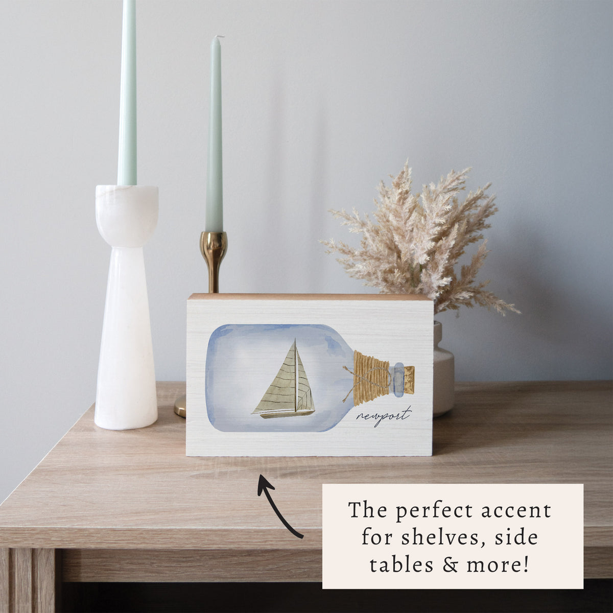 Sailboat In A Bottle Personalized Block Sign
