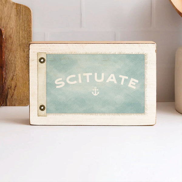 Vintage Flag Anchor Personalized Block Sign