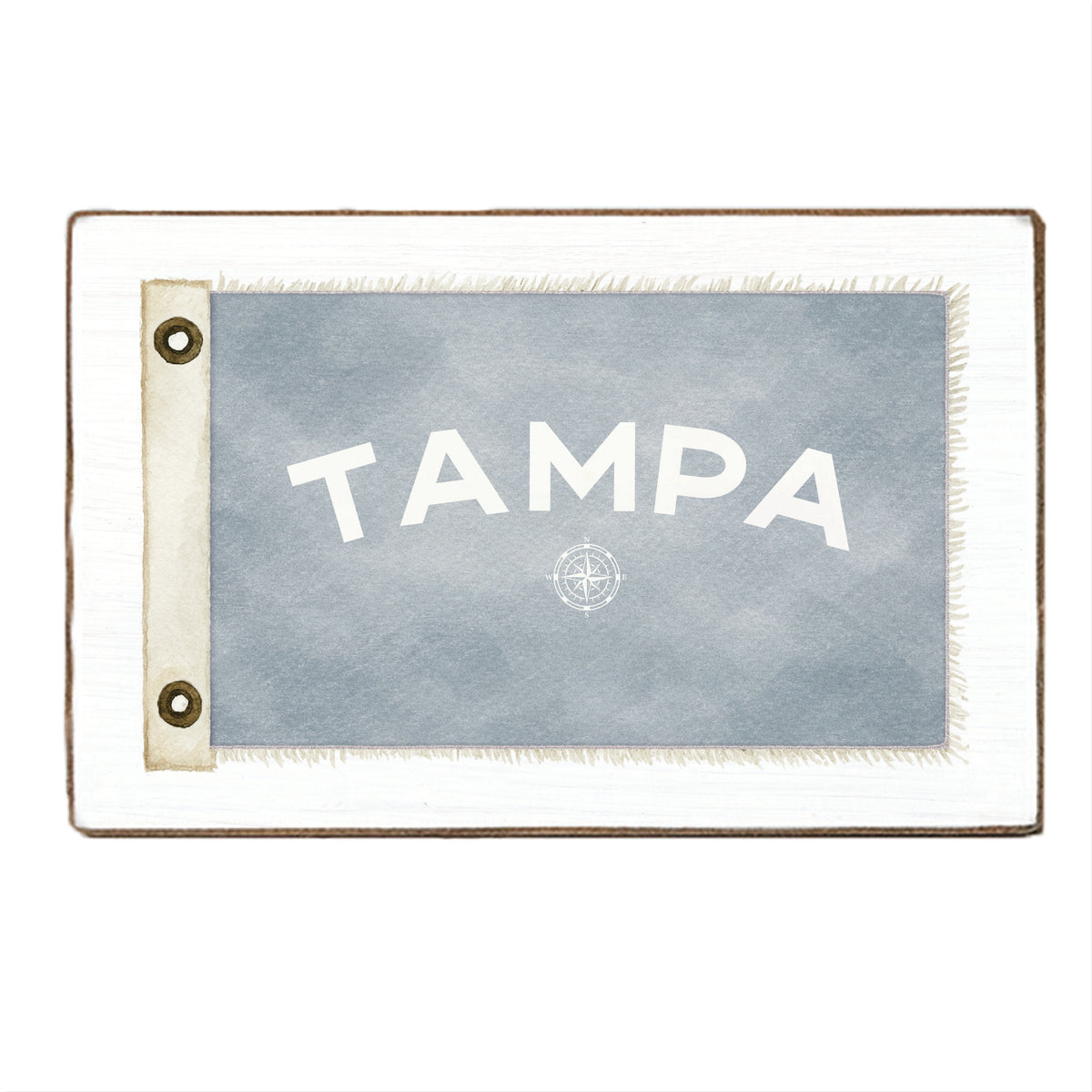 Vintage Flag Compass Personalized Block Sign