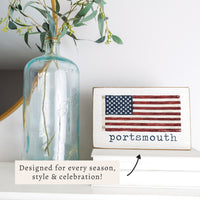 American Vintage Flag Personalized Wooden Block