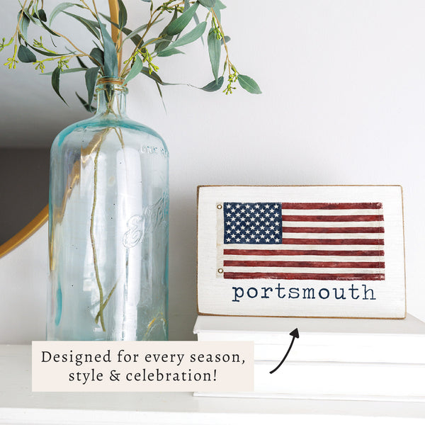 American Vintage Flag Personalized Block Sign