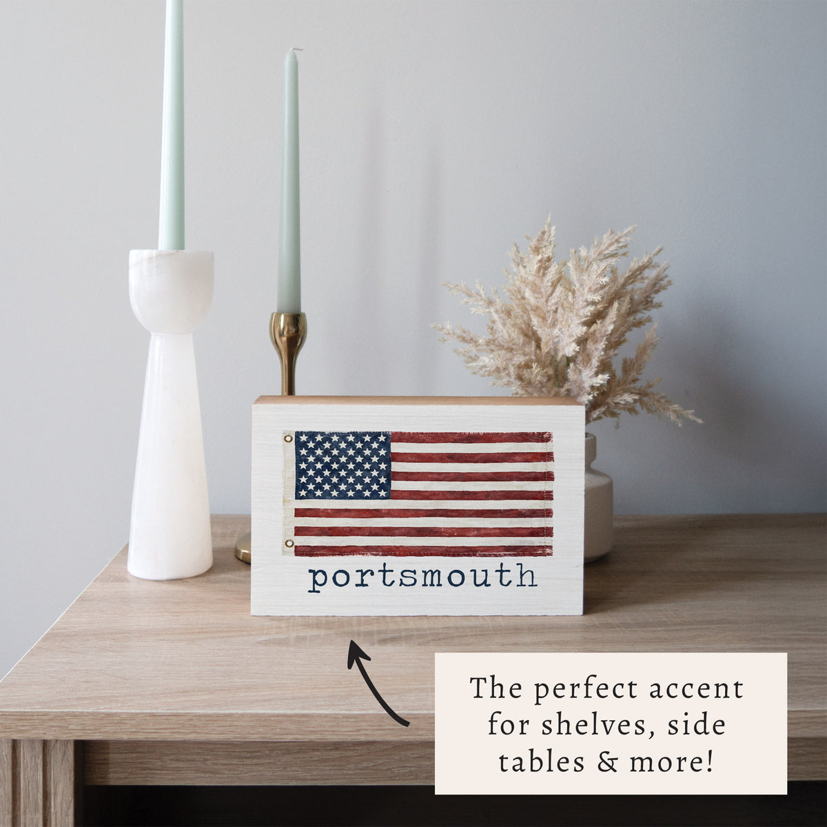 American Vintage Flag Personalized Wooden Block