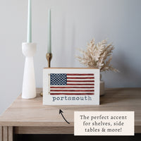 American Vintage Flag Personalized Wooden Block