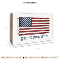 American Vintage Flag Personalized Wooden Block