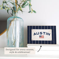 Americana Stripe Personalized Block Sign