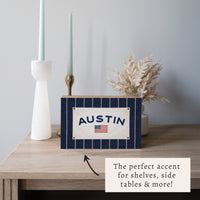 Americana Stripe Personalized Block Sign