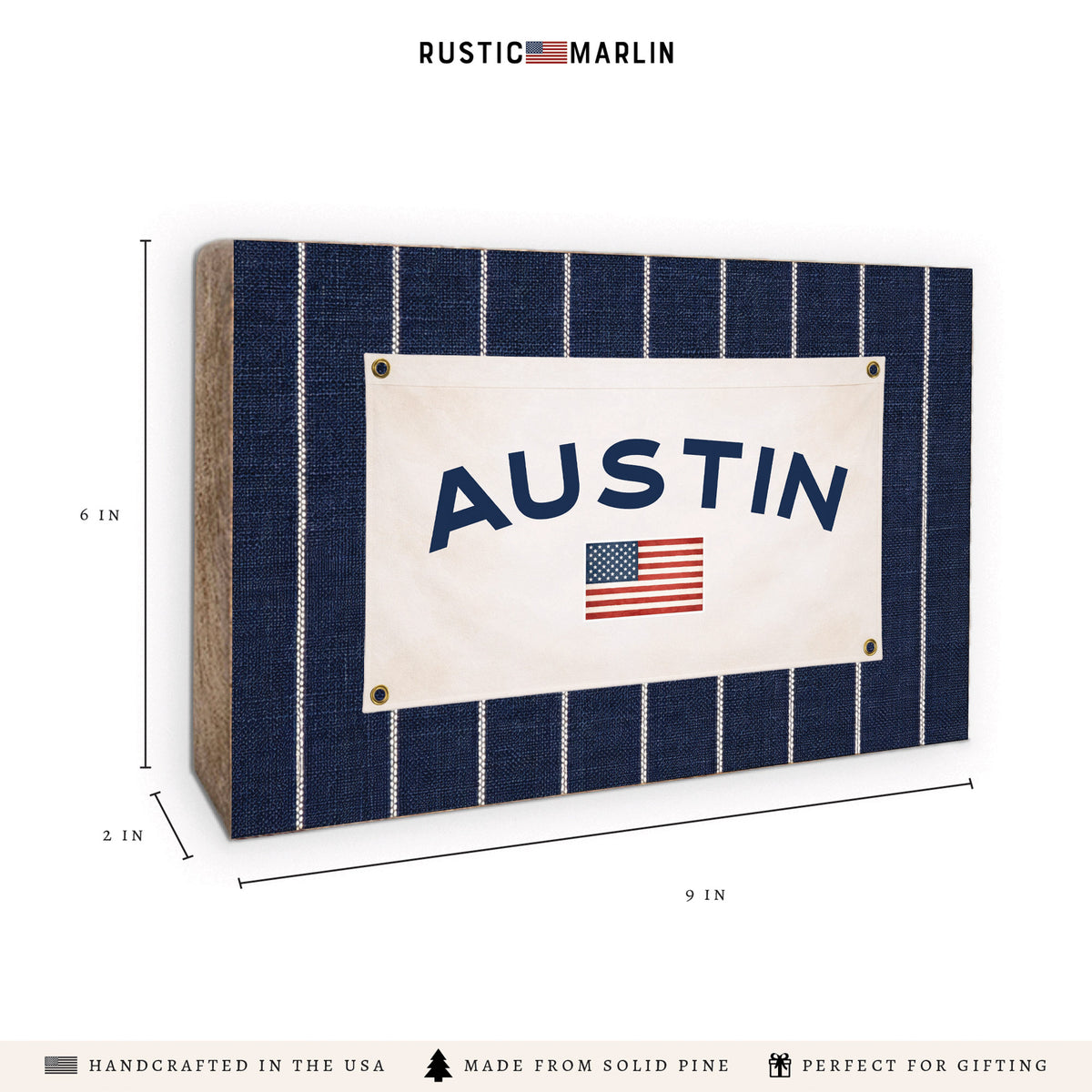 Americana Stripe Personalized Block Sign