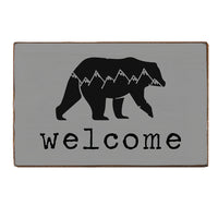Mountain Bear Welcome Wood Block
