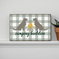 Camping Dog Buddies Block Sign
