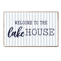Welcome To The Lake House Striped Block Sign