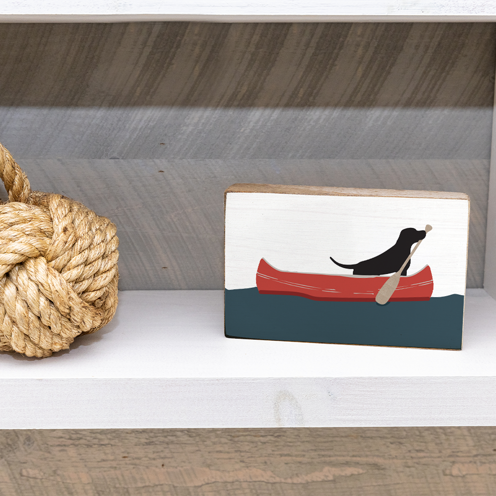 Black Lab Canoe XL Block Sign