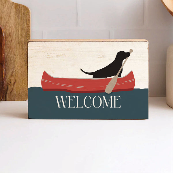 Dog Canoe Block Sign