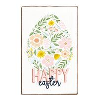 Floral Easter Egg Happy Easter Decorative Wooden Block