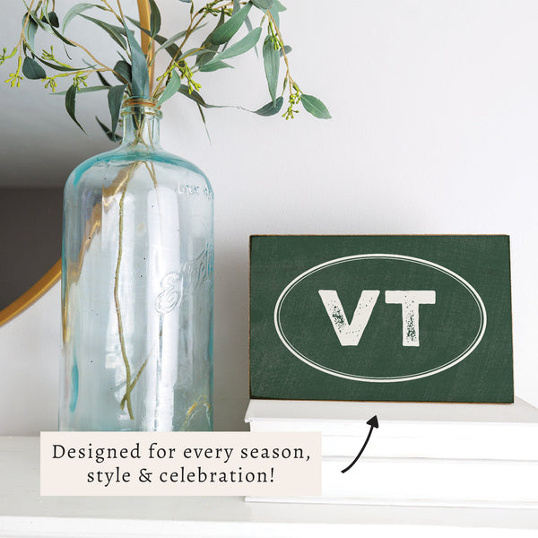 Vermont VT Logo Block Sign