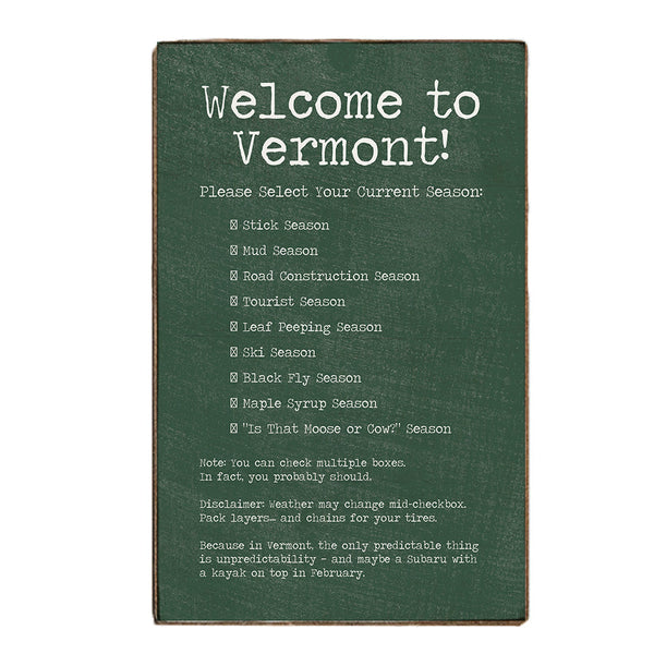 Vermont Seasons Block Sign