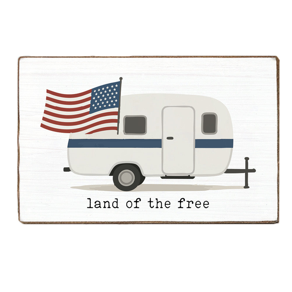 Land of the Free Camper Wood Block