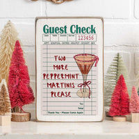 Guest Check Peppermint Martinis Block Sign
