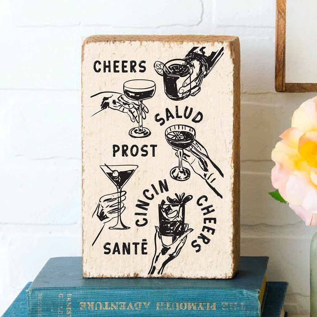 Cheers Around the World Block Sign