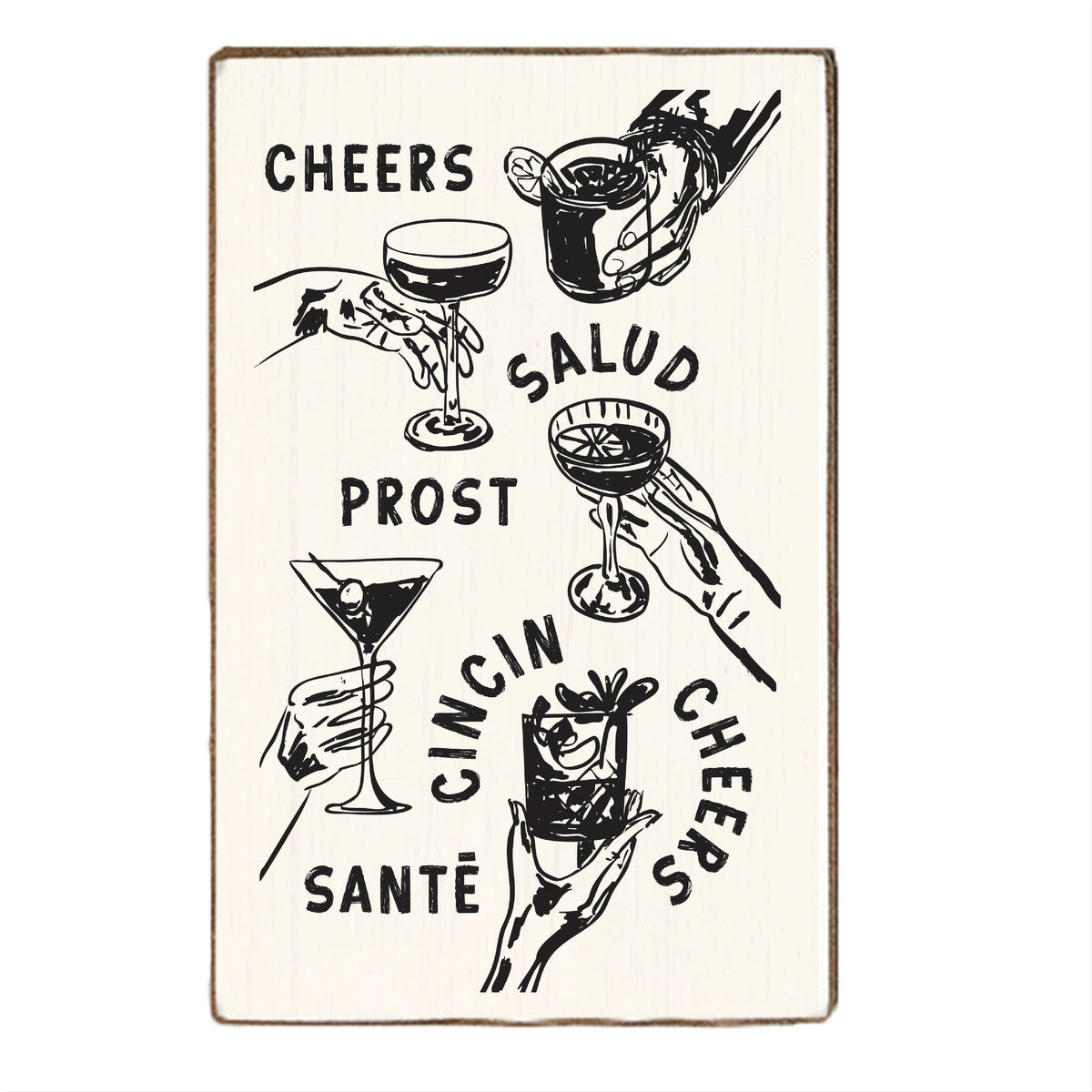 Cheers Around the World Block Sign