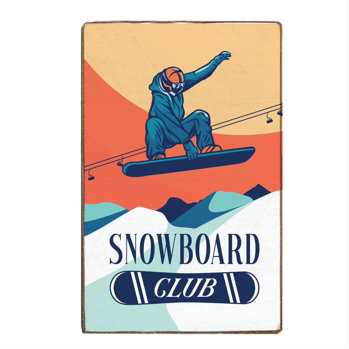 Snowboard Club XL Block Sign