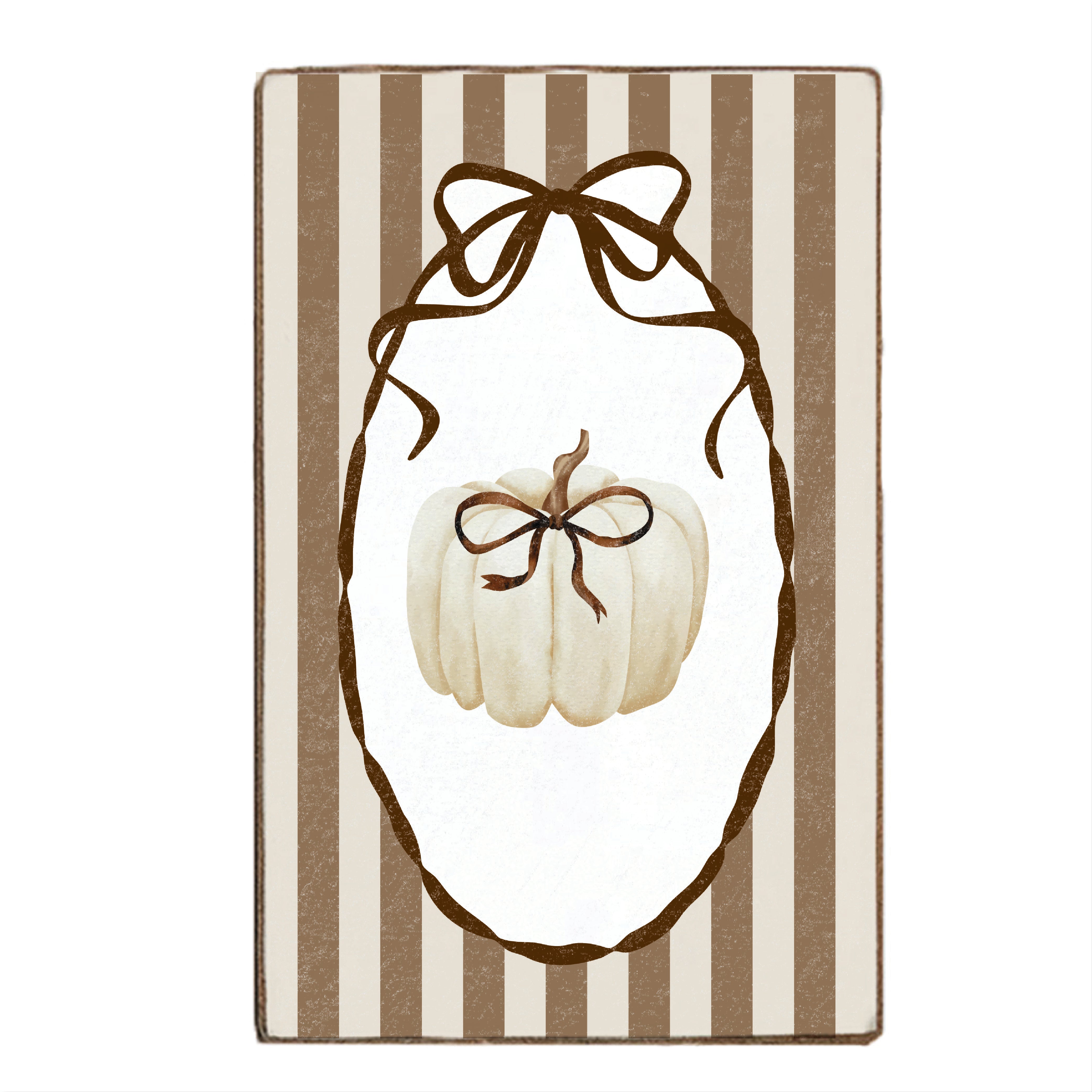 Neutral Ribbon Pumpkin Block Sign – Rustic Marlin