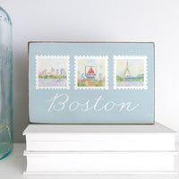 Welcome Boston Stamp Wood Block