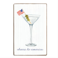 Cheers to America Martini Block Sign