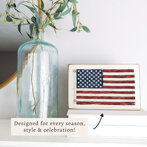 American Vintage Flag Block Sign