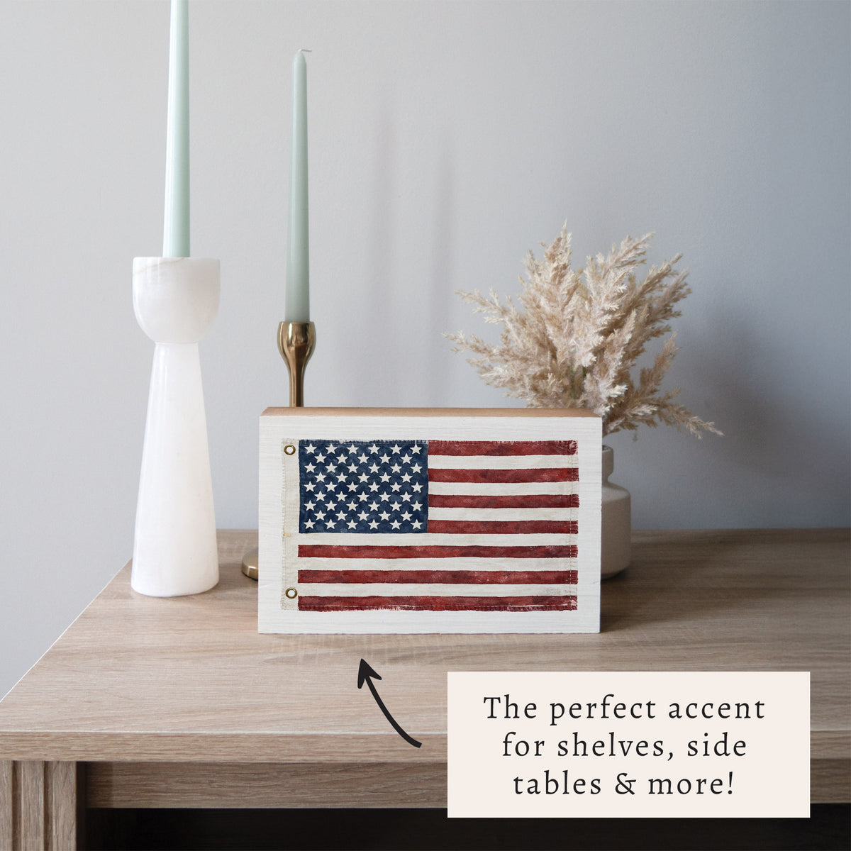 American Vintage Flag Block Sign