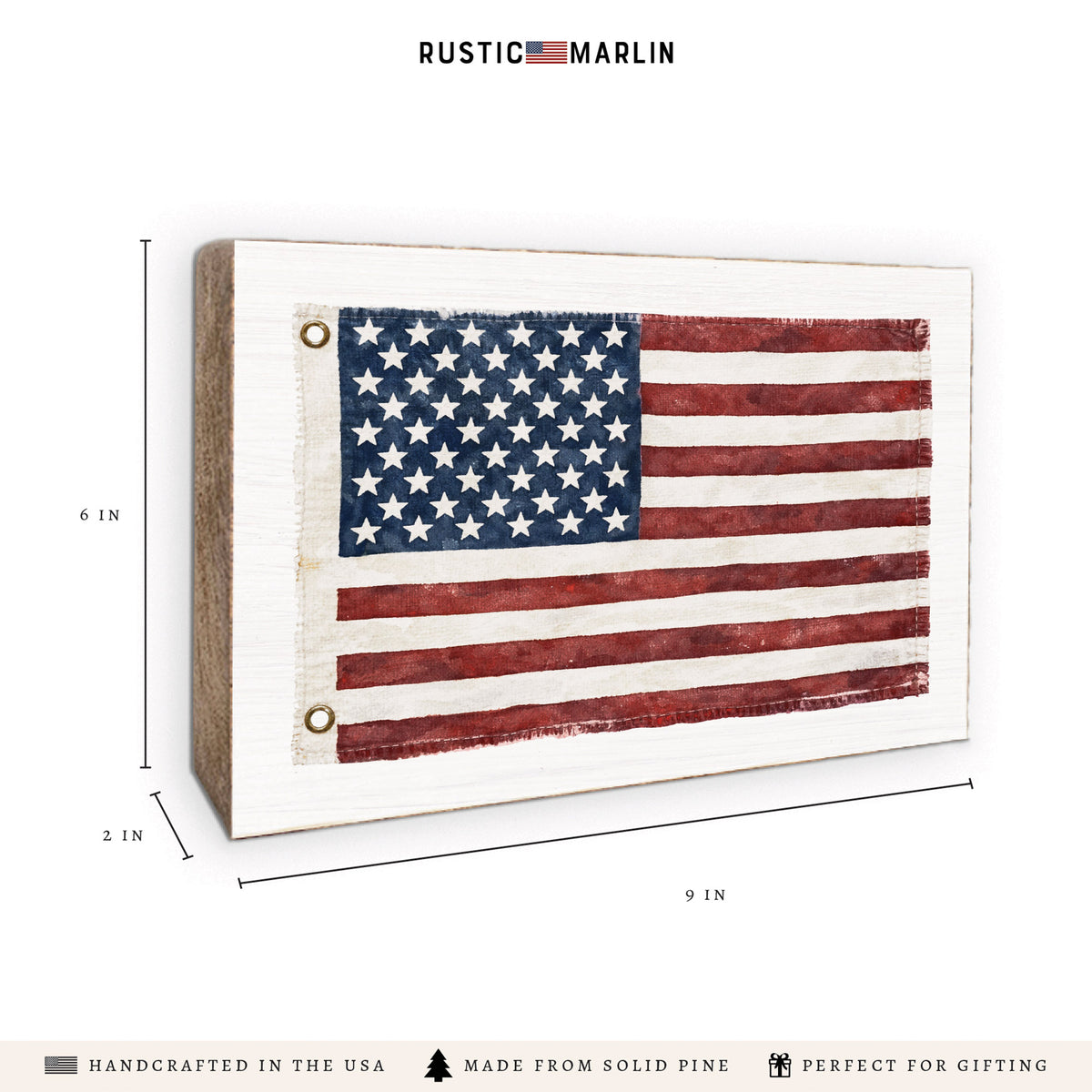 American Vintage Flag Block Sign