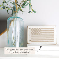 American Vintage Flag Whitewash Block Sign