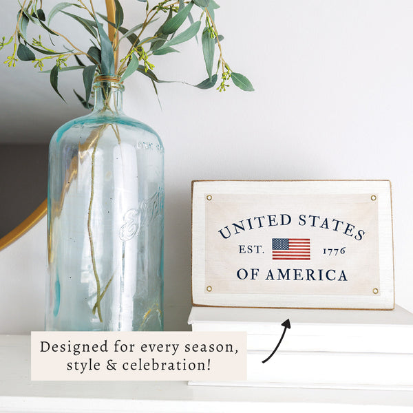 United States of America  Est 1776 Banner Block Sign