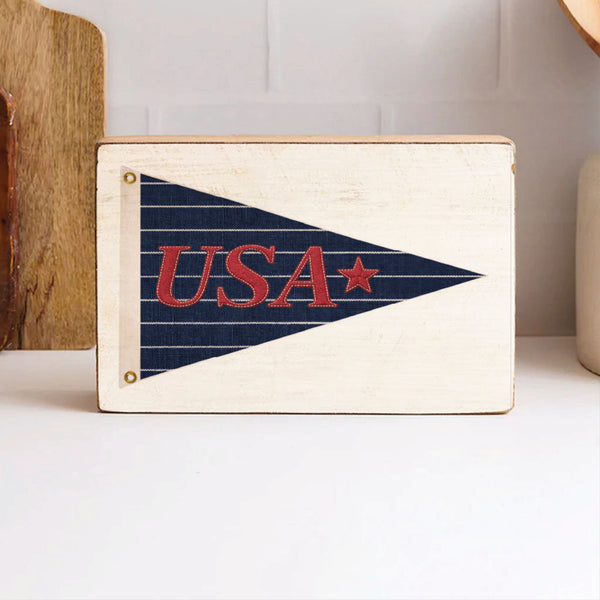 USA Navy Striped Star Banner Block Sign