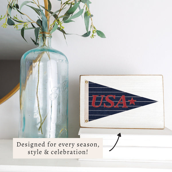 USA Navy Striped Star Banner Block Sign