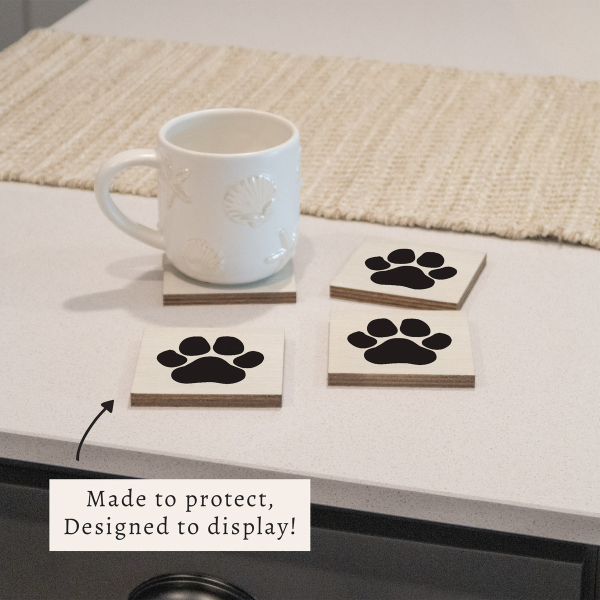 Paw Print Coaster Set