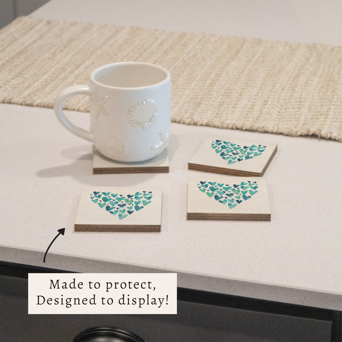 Watercolor Heart Coaster Set