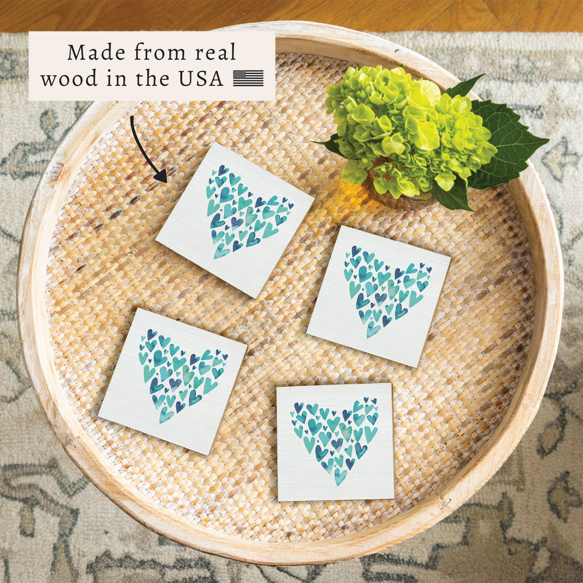 Watercolor Heart Coaster Set