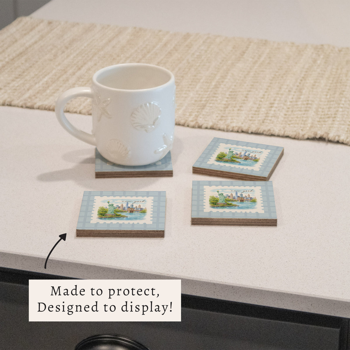 New York Stamp Coaster Set