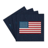 American Flag Printed Needlepoint Coaster Set
