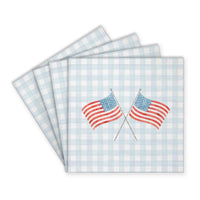 American Flags Crossed Gingham Coaster Set