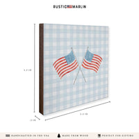American Flags Crossed Gingham Coaster Set